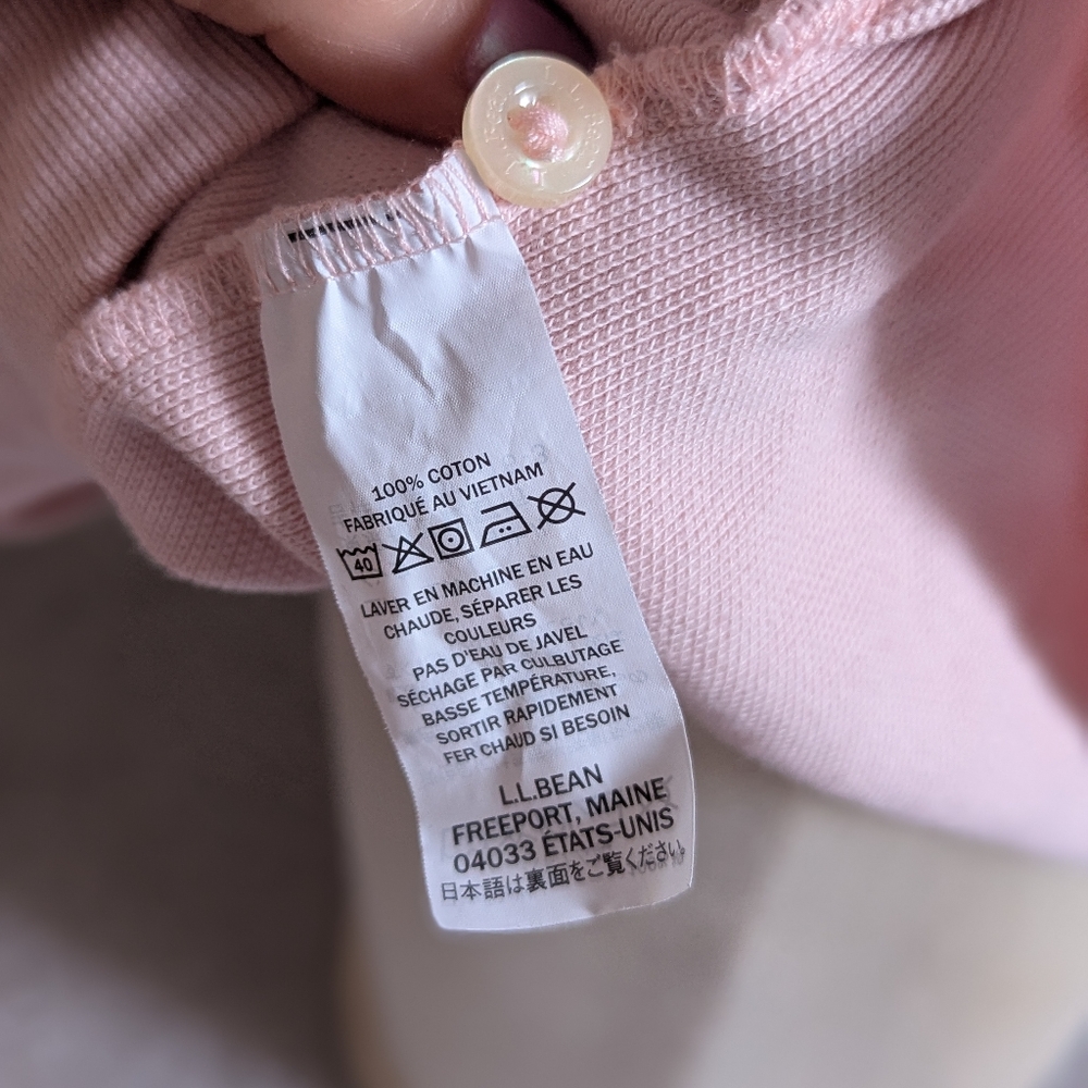 L L Bean Set of Pink And Navy & White Striped Cotton Relaxed Fit Polo Shirts - Picture 9 of 16